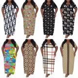 VIP1 Plus Size Printed Short Sleeve Dress YIM-BB170