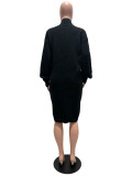 Solid Color Knits Long Sleeve Two Piece Shorts Set CM-61028