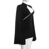 Solid Color Long Sleeve Hollow Out Mini Dress GSZM-C26DS445