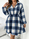 Long Sleeve Plaid Casual Dress HNIF-DHN247
