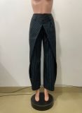 Loose Ruched Stripe Wide Leg Pants QODY-Y6081T