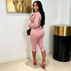 Long Sleeve Zipper Top Seventh Pant Suit CM-61020
