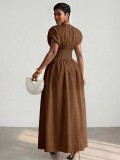 Retro Bubble Sleeve Maxi Dress GQLK-6621