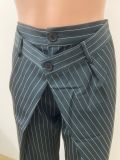 Loose Ruched Stripe Wide Leg Pants QODY-Y6081T