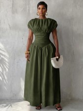 Retro Bubble Sleeve Maxi Dress GQLK-6621