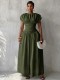 Retro Bubble Sleeve Maxi Dress GQLK-6621