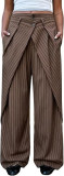 Loose Ruched Stripe Wide Leg Pants QODY-Y6081T