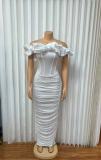 One Shoulder Mesh Sleeveless Evening Dress GADE-96111