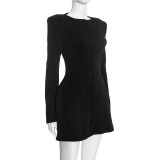 Solid Color Long Sleeve Mini Dress GSZM-C26DS427