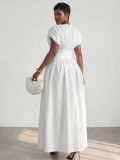 Retro Bubble Sleeve Maxi Dress GQLK-6621