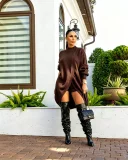 Solid Color Knits Long Sleeve Two Piece Shorts Set CM-61028