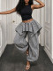 Irregular Plaid Printed Wide Leg Pants HNIF-YY058