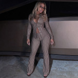 Long Sleeve Stripe Two Piece Pants Set GZJQ-K6S21939A
