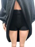 Solid Color Knits Long Sleeve Two Piece Shorts Set CM-61028