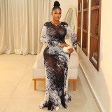 Long Sleeve Printed Maxi Dress GJYO-JD303232