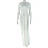 Solid Color Long Sleeve Maxi Dress GJYO-JD303565