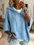 Plus Size Long Sleeve Knits Drawstring Hooded Sweatshirt GSXL-GCY-1523