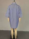 Stripe Long Sleeve Loose Shirt GCNE-72493