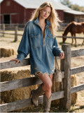 Fashion Zipper Denim Dress HMS-30001