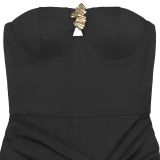 Solid Color Off Shoulder Tube Top Jumpsuit BY-7882