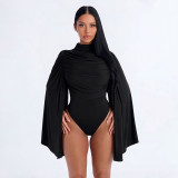 Solid Color Long Sleeve Ruched Bodysuit GSZM-Q26BS280