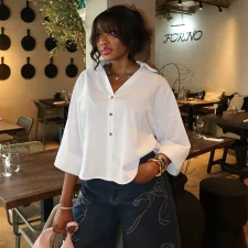 Solid Color Lapel Loose Shirt GCNE-73168