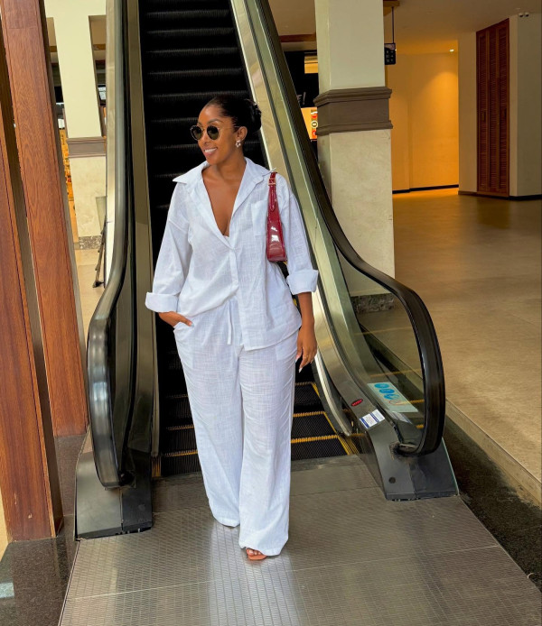 Lapel Long Sleeve Shirt Wide Leg Pants 2 Piece Set GCNE-73075