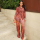Leopard Printed Long Sleeve Two Piece Pants Set GJYO-JS919138