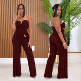Solid Color Off Shoulder Tube Top Jumpsuit BY-7882