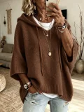 Plus Size Long Sleeve Knits Drawstring Hooded Sweatshirt GSXL-GCY-1523