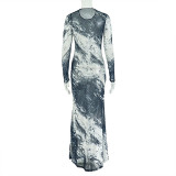 Long Sleeve Printed Maxi Dress GJYO-JD303232