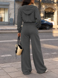 Long Sleeve Zipper Hooded Two Piece Pants Set HNIF-TY024