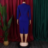 Plus Size Long Sleeve Slim Pencil Dress GATE-442
