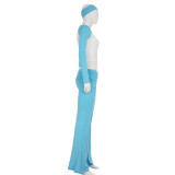 Plus Size Contrast Color Long Sleeve Three Piece Pants Set GSXL-HD9910