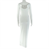 Solid Color Long Sleeve Maxi Dress GJYO-JD303565