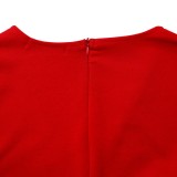 Plus Size Solid Color V Neck Ruched Midi Dress GATE-606