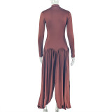 Solid Color Long Sleeve Ruched Maxi Dress GJYO-JD302895