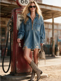 Fashion Zipper Denim Dress HMS-30001