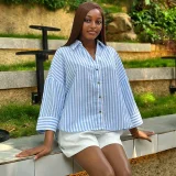 Solid Color Lapel Loose Shirt GCNE-73168