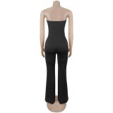 Solid Color Off Shoulder Tube Top Jumpsuit BY-7882