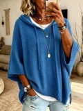 Plus Size Long Sleeve Knits Drawstring Hooded Sweatshirt GSXL-GCY-1523
