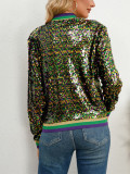 Color Block Sequin Long Sleeve Coat GYLY-10291