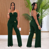 Solid Color Off Shoulder Tube Top Jumpsuit BY-7882