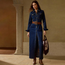 Long Sleeve Single Breasted Long Dress(Without Belt) GDAM-218769