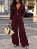 Long Sleeve Zipper Hooded Two Piece Pants Set HNIF-TY024