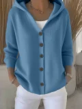 Plus Size Solid Color Knits Hooded Sweater Coats GSXL-BH3060