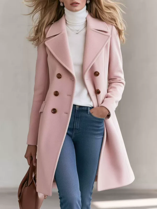 Double Breasted Solid Color Loose Coat GSXL-HD9952