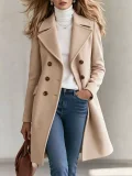 Double Breasted Solid Color Loose Coat GSXL-HD9952