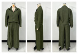 Long Sleeve Solid Color Shirt Pants 2 Piece Set GSNU-3057