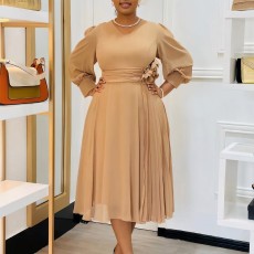 Plus Size Solid Color Midi Dress GMLF-3326